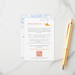 Hanging Origami Orange Crane Asian Wedding Details Enclosure Card