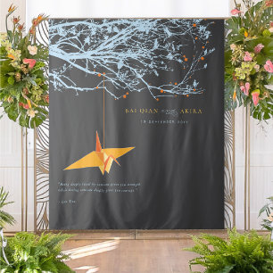 Hanging Origami Paper Crane Wedding Photo Backdrop Tapestry