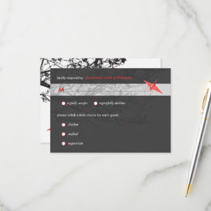 Hanging Origami Paper Cranes Asian Wedding RSVP Card