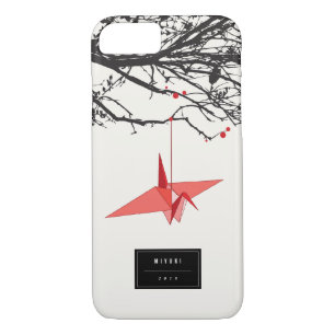 Hanging Origami Red Paper Cranes Branches Zen Case
