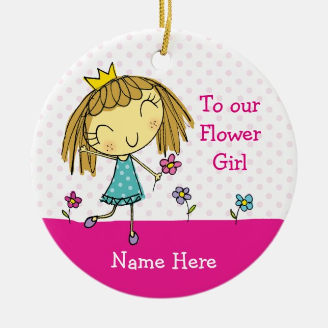 ♥ HANGING ORNAMENT Flower Girl thank you princess (Front)
