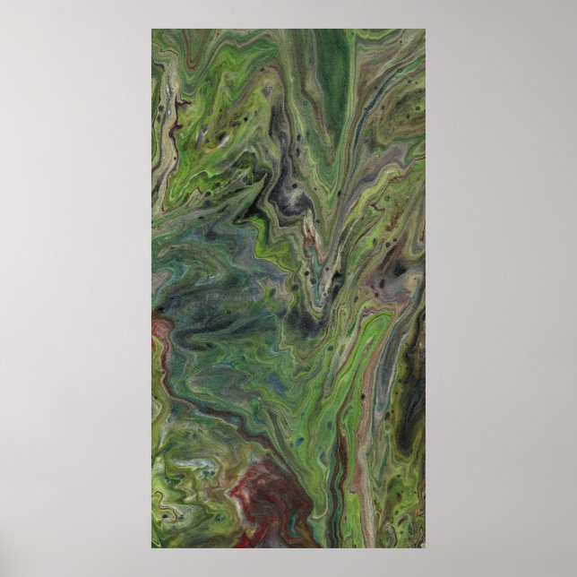 Hanging Out Deep Green Abstract Art Print (Front)