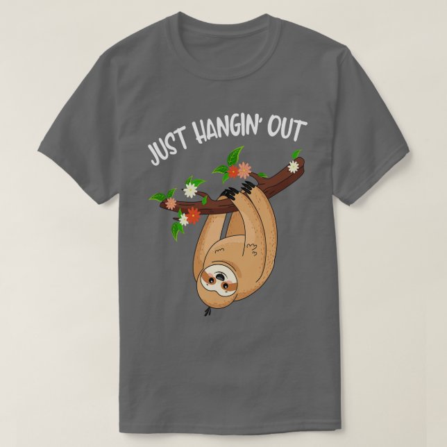 Hanging Out Funny Cute Sloth T-Shirt (Design Front)