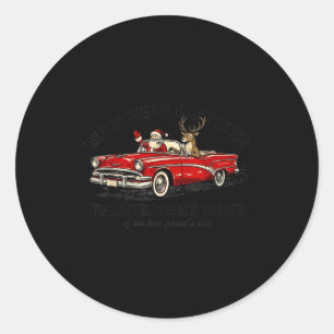 Hanging Out The Penger Side Funny Santa Christmas  Classic Round Sticker