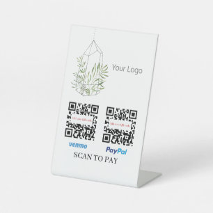 Hanging Plant QR Code Scan to Pay Your Logo Pedestal Sign