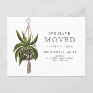 Hanging plant watercolor new home moving announcement postcard