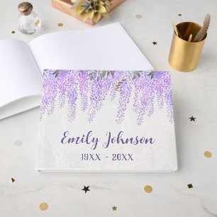 Hanging Purple Wisteria Watercolor Guest Book