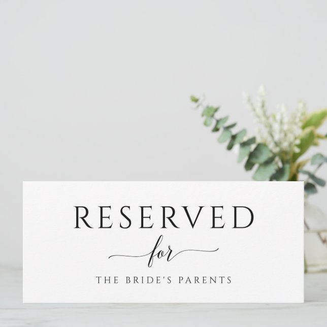 Hanging Reserved Romantic Calligraphy Wedding Sign Invitation (Standing Front)
