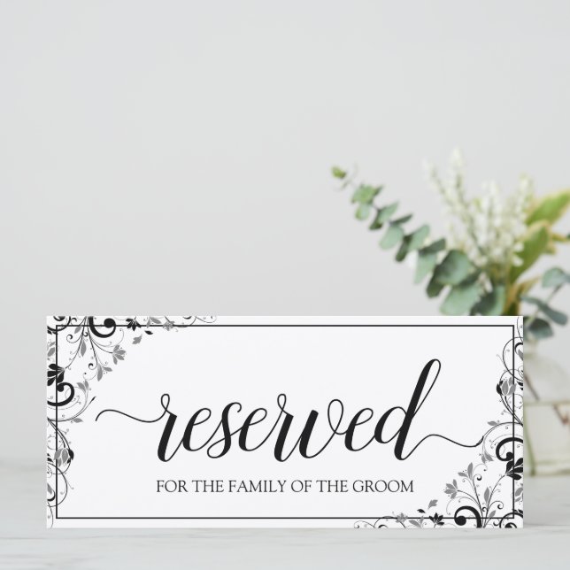 Hanging Reserved Sign | Chic Bouquet (Black & Grey (Standing Front)