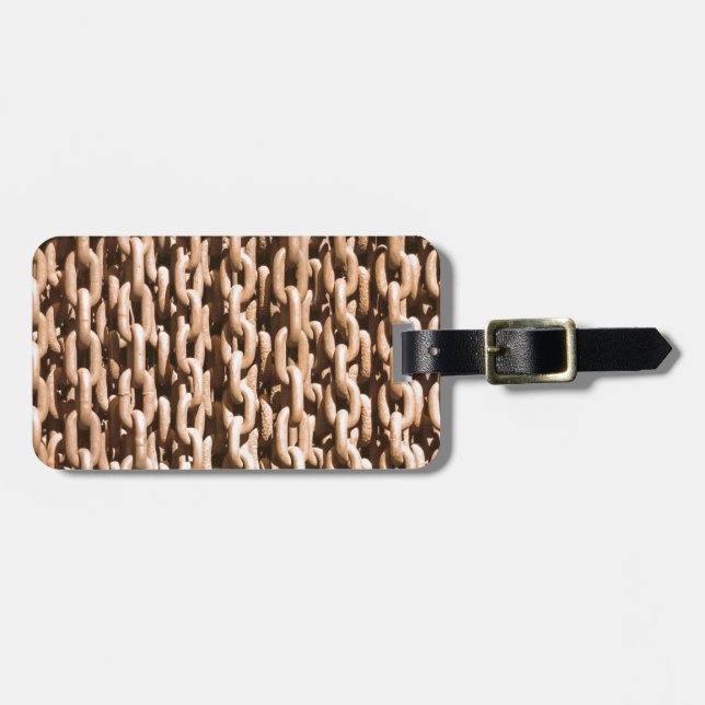 Hanging Rusted Iron Chain Luggage Tag (Front Horizontal)
