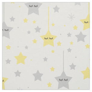 Hanging Sleepy Eyes Stars Yellow Grey Fabric