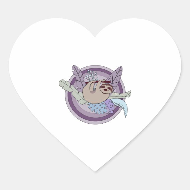 Hanging Sloth  Heart Sticker (Front)