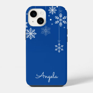 Hanging Snowflakes Blue Unique Name iPhone 14 Case