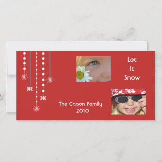 Hanging Snowflakes Custom Photo Card (red)
