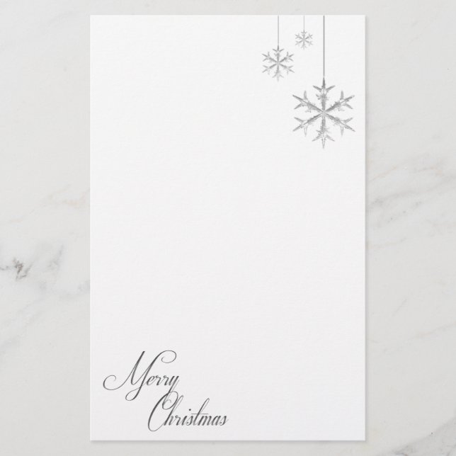 Hanging Snowflakes (white) Stationery (Front)