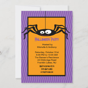 Hanging Spider Halloween Invitation