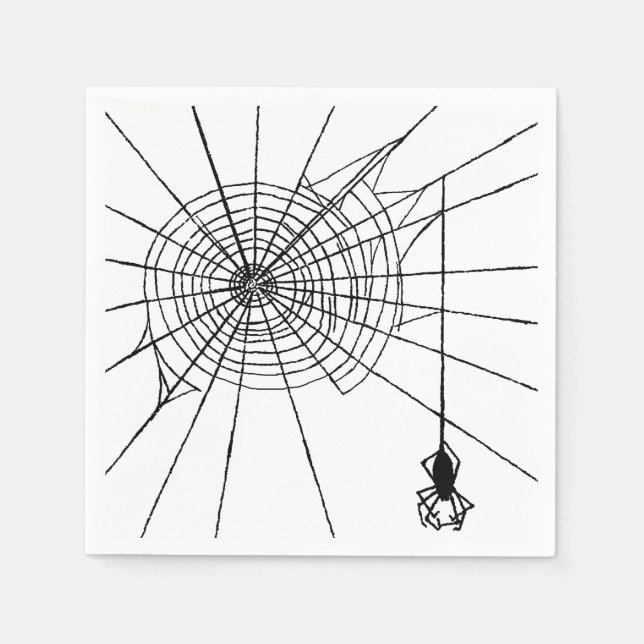 Hanging Spider in a web Gothic Halloween Napkin (Front)
