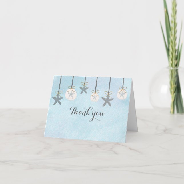 Hanging Starfish & Sand Dollar Beach Fold Card (Front)