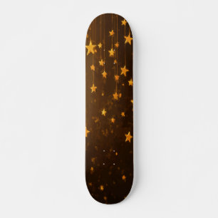 Hanging Stars with Bright Light on Brown Yellow Skateboard