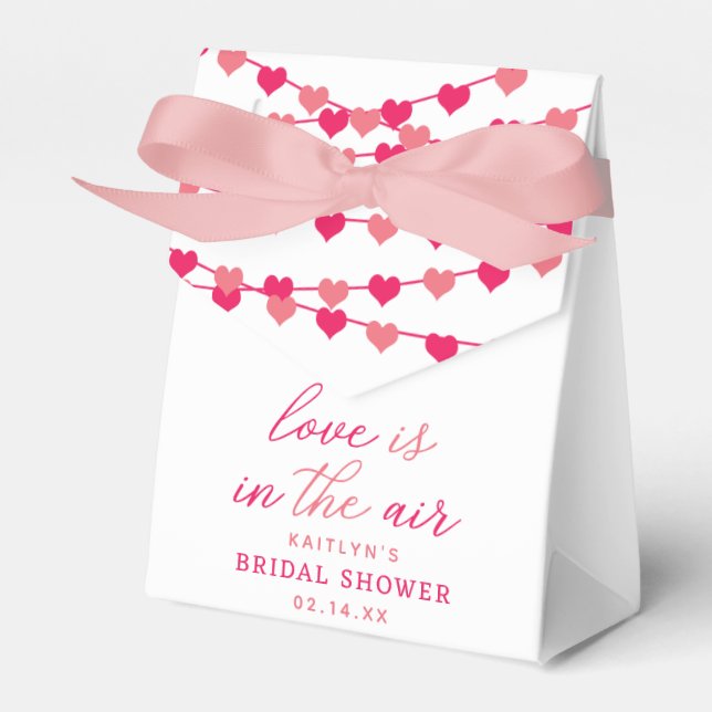 Hanging String Love Hearts Bridal Shower Favour Box (Front Side)