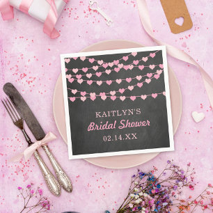 Hanging String Love Hearts Bridal Shower Napkin