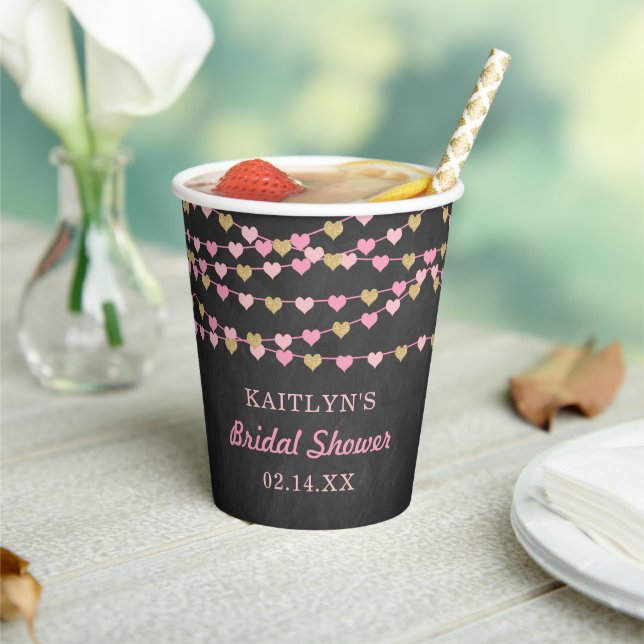 Hanging String Love Hearts Bridal Shower Paper Cups (Insitu)