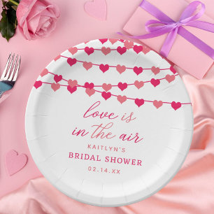 Hanging String Love Hearts Bridal Shower Paper Plate