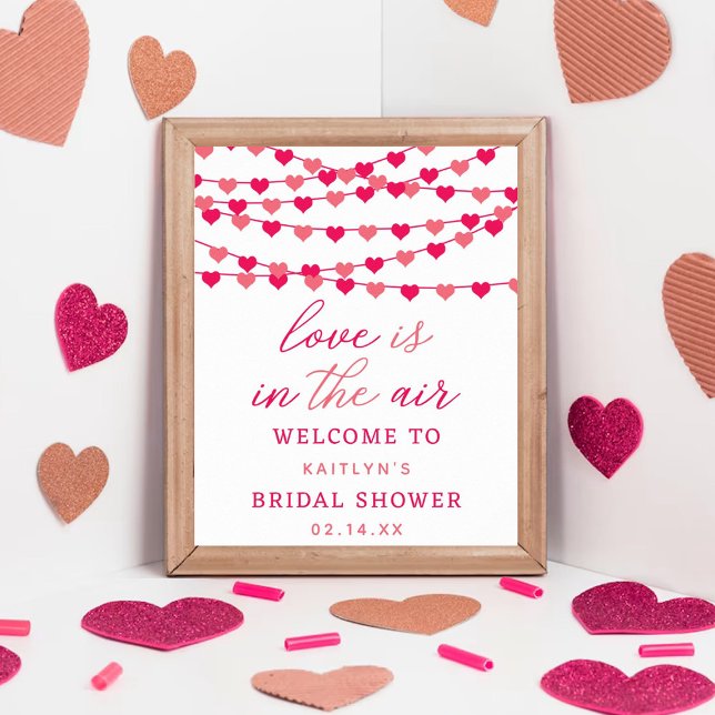 Hanging String Love Hearts Bridal Shower Welcome Poster (Creator Uploaded)