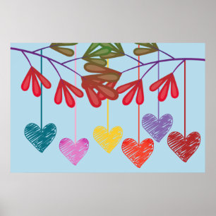 Hanging Tree Hearts Poster