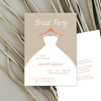 Hanging Wedding Dress Beige Bridal Party  Invitation