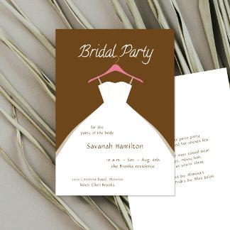 Hanging Wedding Dress Brown Bridal Party  Invitation