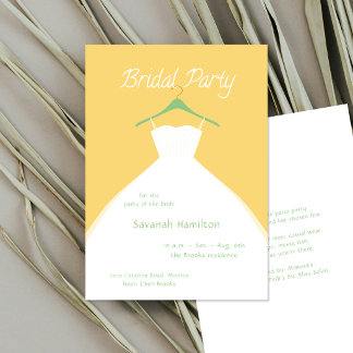 Hanging Wedding Dress Orange Bridal Party  Invitation