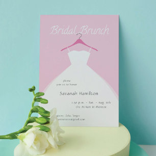 Hanging Wedding Dress Pink Bridal Brunch Invitation