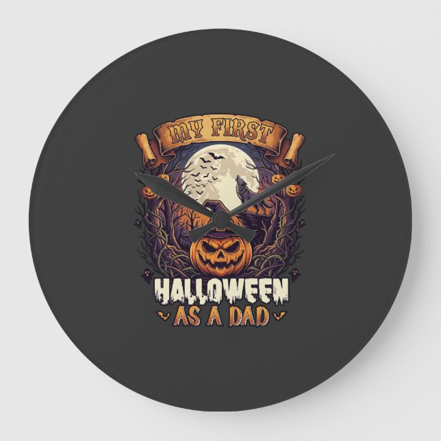 Hanging Witches Halloween Flying Witch Haunted Hou Large Clock (Front)
