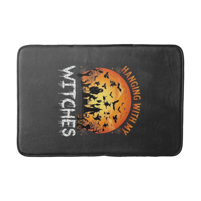 Hanging Witches Halloween Moon Bats Pumpkins_1 Bath Mat (Front)