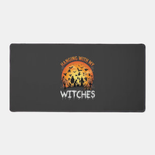 Hanging Witches Halloween Moon Bats Pumpkins_1 Desk Mat