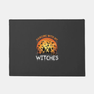 Hanging Witches Halloween Moon Bats Pumpkins_1 Doormat