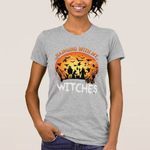 Hanging Witches Halloween Moon Bats Pumpkins_1 T-Shirt