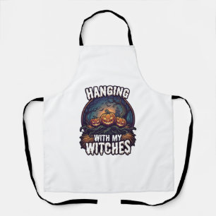 Hanging Witches Halloween Pumpkins Haunted Forest  Apron