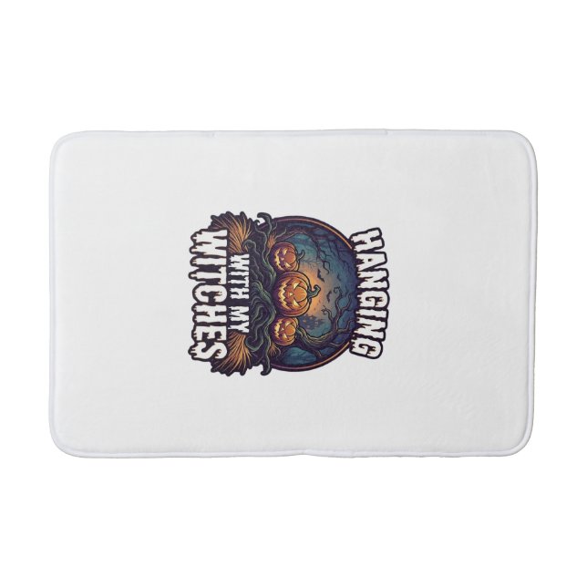 Hanging Witches Halloween Pumpkins Haunted Forest  Bath Mat (Front)