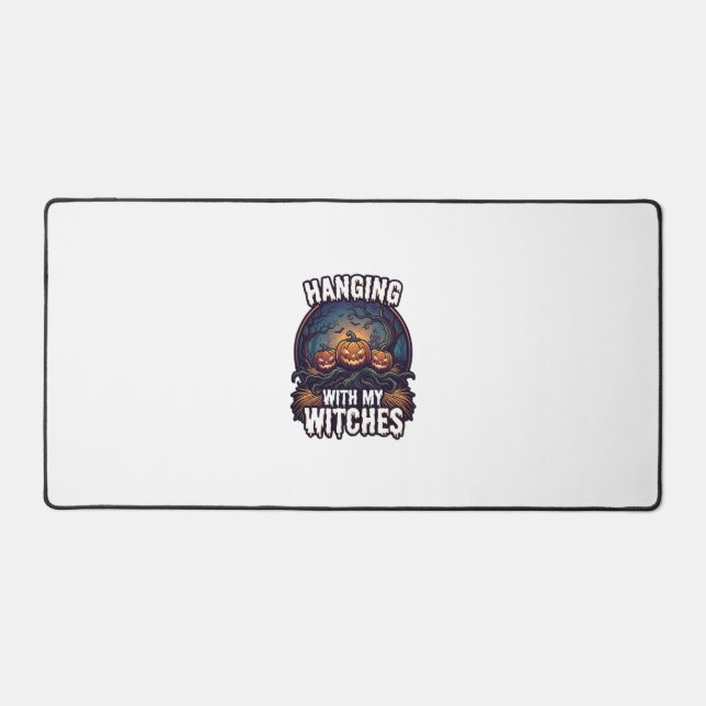 Hanging Witches Halloween Pumpkins Haunted Forest  Desk Mat (Front)