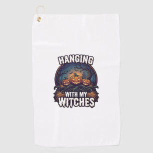 Hanging Witches Halloween Pumpkins Haunted Forest Golf Towel