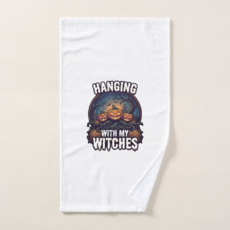 Hanging Witches Halloween Pumpkins Haunted Forest Hand Towel