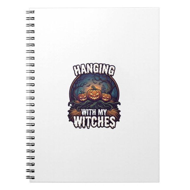 Hanging Witches Halloween Pumpkins Haunted Forest  Notebook (Front)