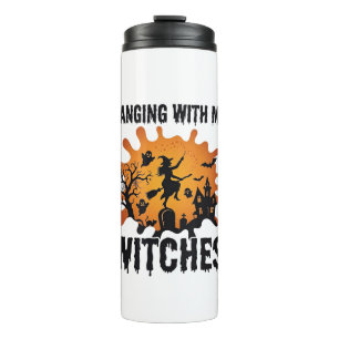 Hanging Witches Halloween Witch Broom Haunted Hous Thermal Tumbler