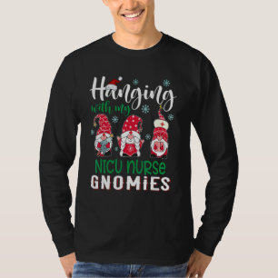 Hanging With Cute Nicu Nurse Gnomies Fun Santa Hat T-Shirt
