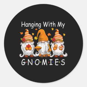 Hanging With Gnomies Fall Season Cute Autumn Classic Round Sticker