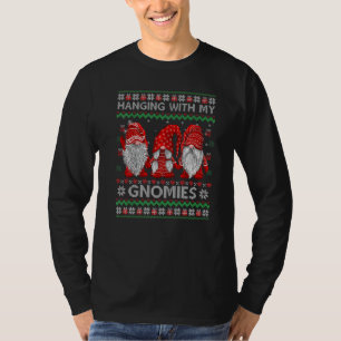 Hanging with Gnomies Plaid Red Ugly Christmas Swea T-Shirt