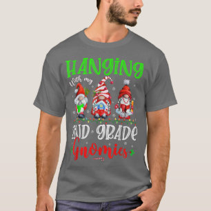 Hanging With My 2nd Grade Gnomies Xmas Lights Gnom T-Shirt