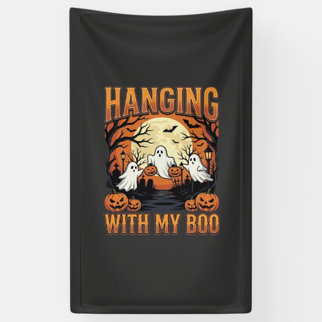 Hanging With My Boo Halloween Ghost Design Banner (Vertical)